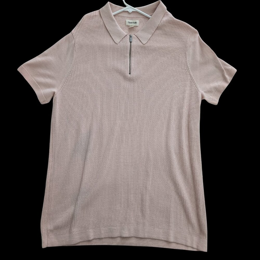 Open Edit Men's Knitted Polo - Light Pink